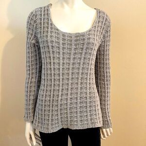 J Jill Sweater Two Tone Gray Scoop Neck  Large